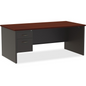 Lorell Fortress Modular Series Left-Pedestal Desk - 72" x 36" , 1.1" Top - 2 x Box, File Drawer(s) - Single Pedestal on Left Side - Material: Steel - Finish: Mahogany Laminate, Charcoal - Scratch Resi, Goodies N Stuff