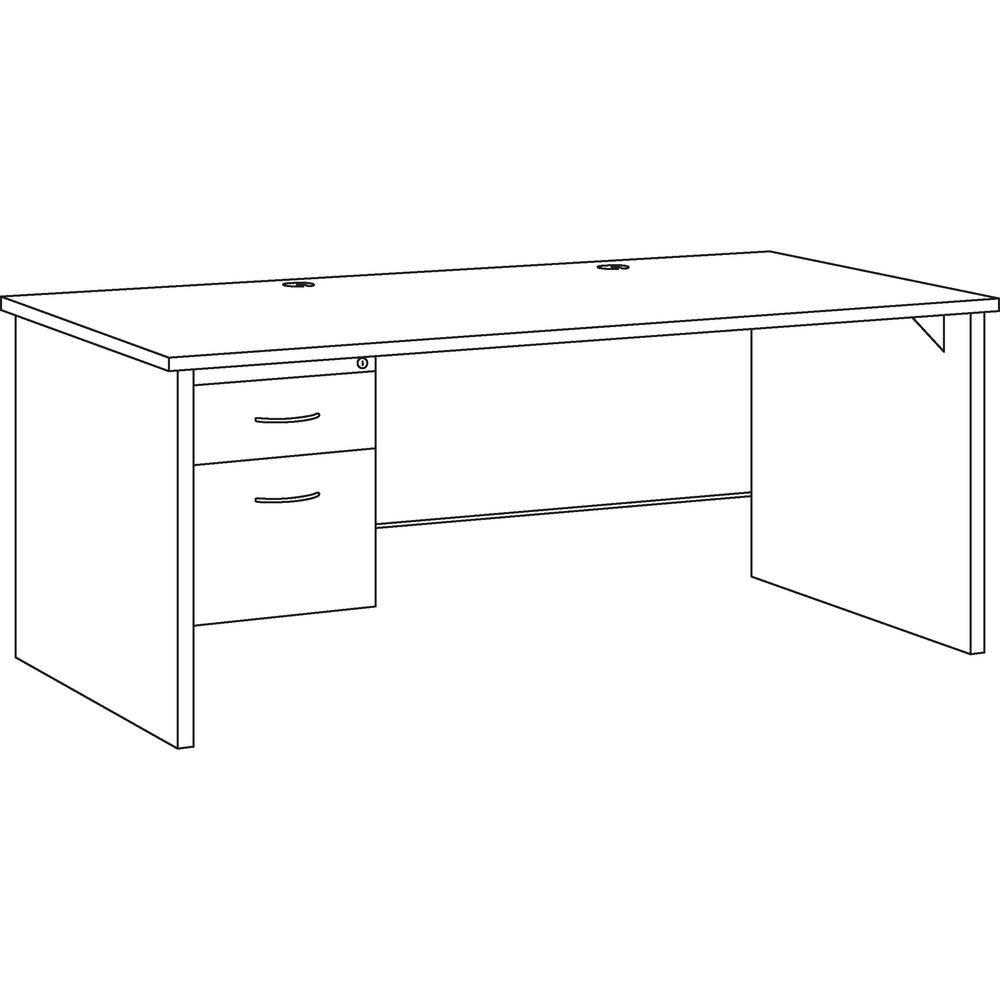 Lorell Fortress Modular Series Left-Pedestal Desk - 72" x 36" , 1.1" Top - 2 x Box, File Drawer(s) - Single Pedestal on Left Side - Material: Steel - Finish: Mahogany Laminate, Charcoal - Scratch Resi, Goodies N Stuff