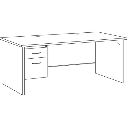 Lorell Fortress Modular Series Left-Pedestal Desk - 72" x 36" , 1.1" Top - 2 x Box, File Drawer(s) - Single Pedestal on Left Side - Material: Steel - Finish: Mahogany Laminate, Charcoal - Scratch Resi, Goodies N Stuff