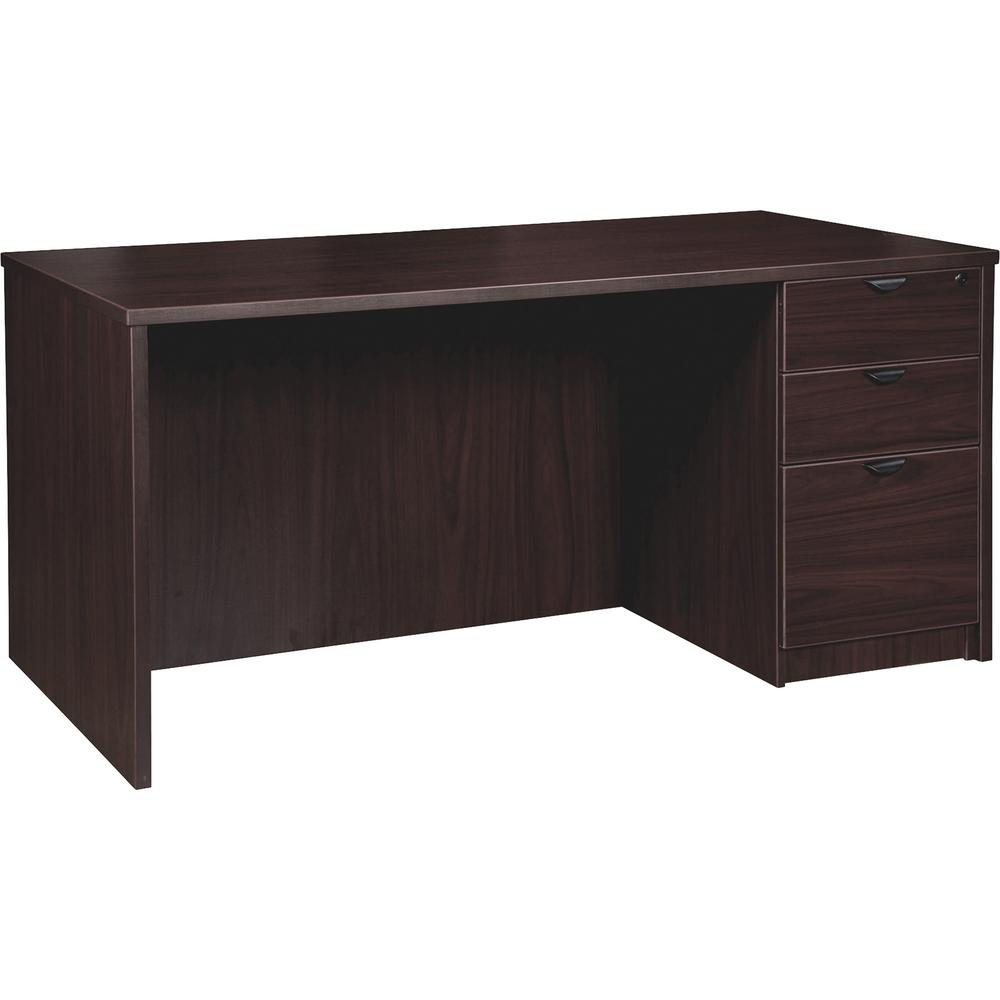 Lorell Prominence 2.0 Right-Pedestal Desk - 1" Top, 66" x 30"29" - 3 x File, Box Drawer(s) - Single Pedestal on Right Side - Band Edge - Material: Particleboard - Finish: Espresso Laminate, Thermofuse, Office Supplies, Goodies N Stuff