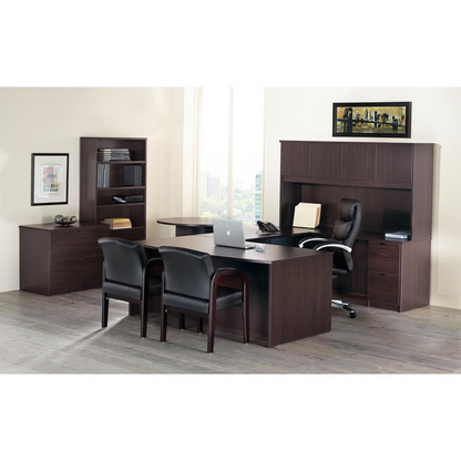 Lorell Prominence 2.0 Right-Pedestal Desk - 1" Top, 66" x 30"29" - 3 x File, Box Drawer(s) - Single Pedestal on Right Side - Band Edge - Material: Particleboard - Finish: Espresso Laminate, Thermofuse, Office Supplies, Goodies N Stuff