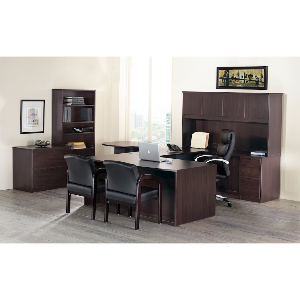 Lorell Prominence 2.0 Left-Pedestal Desk - 1" Top, 72" x 36"29" - 3 x File, Box Drawer(s) - Single Pedestal on Left Side - Band Edge - Material: Particleboard - Finish: Espresso Laminate, Thermofused, Goodies N Stuff