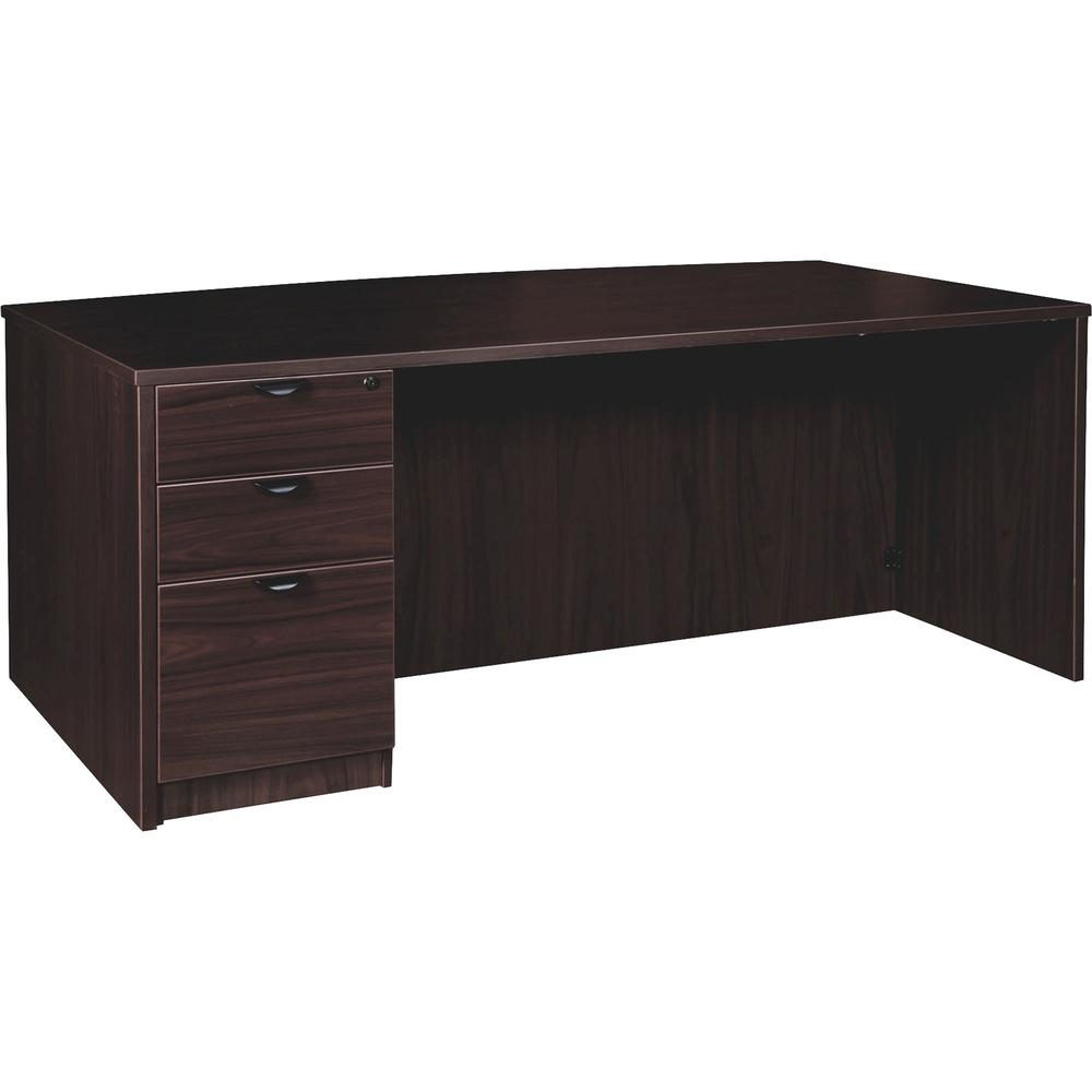 Lorell Prominence 2.0 Bowfront Left-Pedestal Desk - 1" Top, 72" x 42"29" - 3 x File, Box Drawer(s) - Single Pedestal on Left Side - Band Edge - Material: Particleboard - Finish: Espresso Laminate, The, Office Supplies, Goodies N Stuff