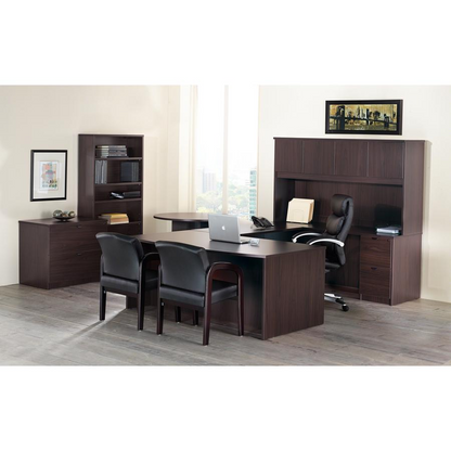 Lorell Prominence 2.0 Left-Pedestal Desk - 1" Top, 66" x 30"29" - 3 x File, Box Drawer(s) - Single Pedestal on Left Side - Band Edge - Material: Particleboard - Finish: Espresso Laminate, Thermofused, Office Supplies, Goodies N Stuff