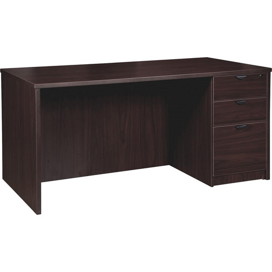 Lorell Prominence 2.0 3/4 Double-Pedestal Desk - 1" Top, 60" x 30"29" - 3 x File, Box Drawer(s) - Single Pedestal on Right Side - Band Edge - Material: Particleboard - Finish: Espresso Laminate, Therm, Goodies N Stuff