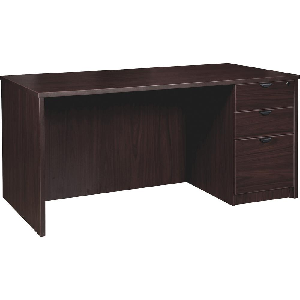Lorell Prominence 2.0 3/4 Double-Pedestal Desk - 1" Top, 60" x 30"29" - 3 x File, Box Drawer(s) - Single Pedestal on Right Side - Band Edge - Material: Particleboard - Finish: Espresso Laminate, Therm, Goodies N Stuff