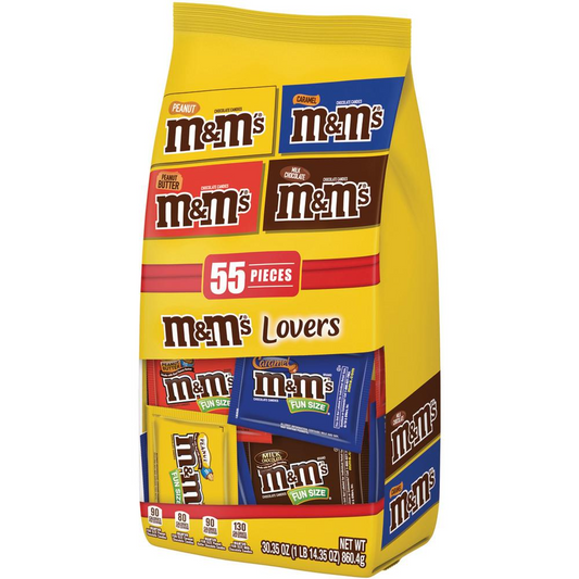 M&M's Chocolate Candies Lovers Variety Bag - Milk Chocolate, Peanut, Peanut Butter, Caramel - 1.90 lb - 1 Each - 55 Per Bag, Goodies N Stuff
