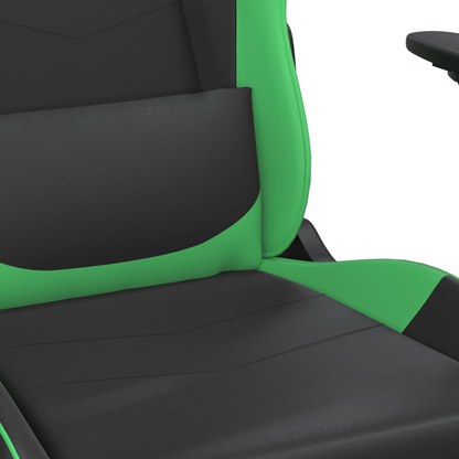 vidaXL Massage Gaming Chair with Footrest Black&Green Faux Leather, Goodies N Stuff