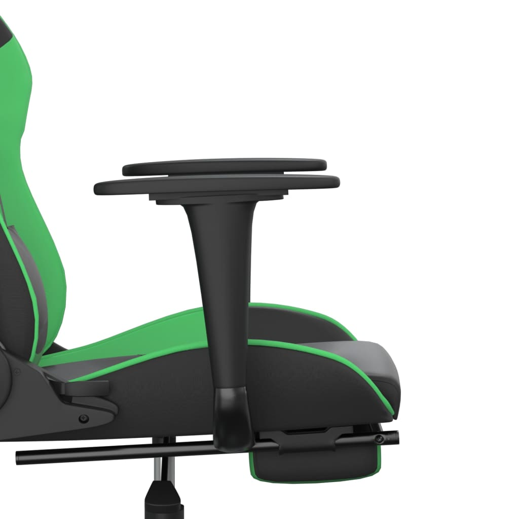 vidaXL Massage Gaming Chair with Footrest Black&Green Faux Leather, Goodies N Stuff