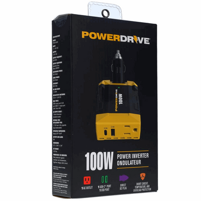 100W Inverter DC 12v to 110v AC Converter Car Plug Adapter with USB PWD100D, Goodies N Stuff