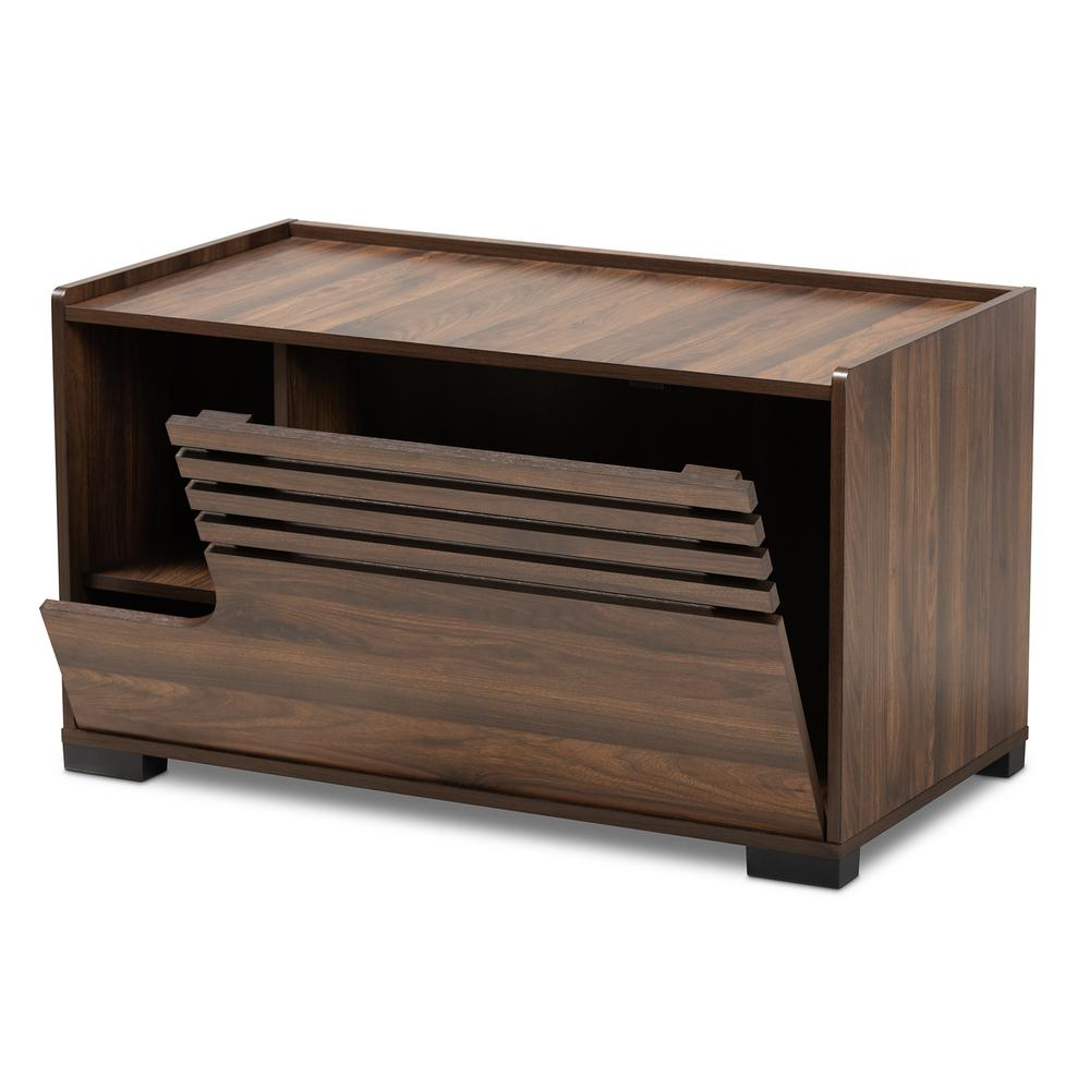 Claire Modern and Contemporary Walnut Brown Finished Cat Litter Box Cover House, Goodies N Stuff