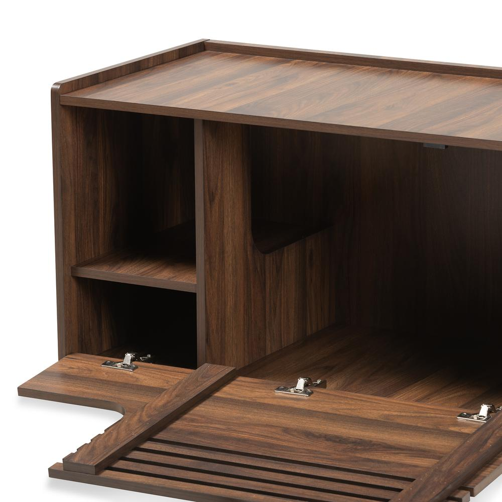 Claire Modern and Contemporary Walnut Brown Finished Cat Litter Box Cover House, Goodies N Stuff