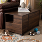 Walnut Brown Finished 2-Door Cat Litter Box Cover House