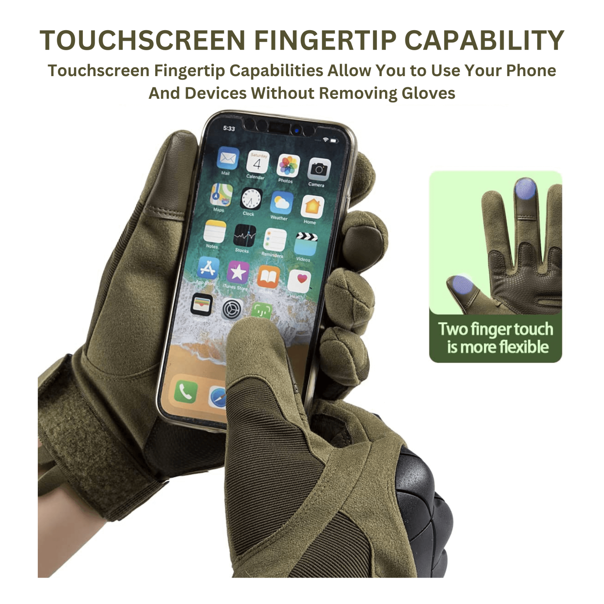 Tactical Military Airsoft Gloves for Outdoor Sports, Paintball, and Motorcycling with Touchscreen Fingertip Capability, Goodies N Stuff