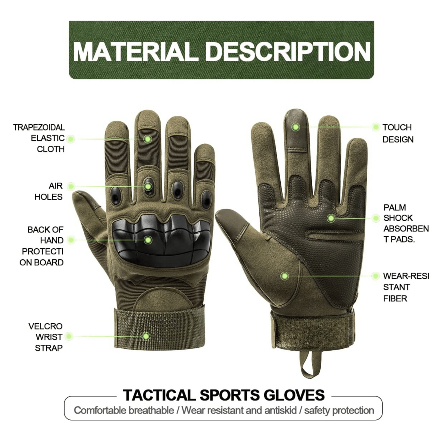 Tactical Military Airsoft Gloves for Outdoor Sports, Paintball, and Motorcycling with Touchscreen Fingertip Capability, Goodies N Stuff