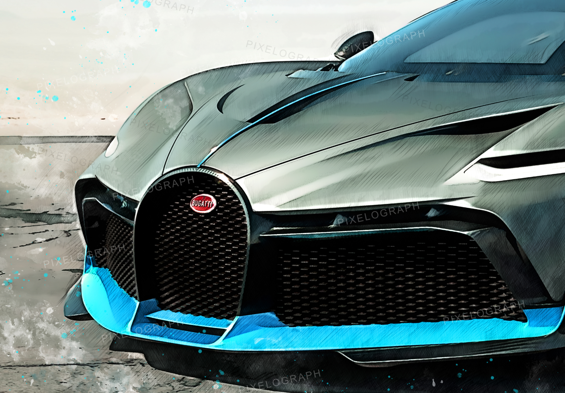 Bugatti Print, Divo - Bugatti Art, Bugatti Poster, Bugatti Sketch Art, Bugatti Print, Bugatti Watercolor, Divo, Bugatti Divo Print, Divo art, Goodies N Stuff