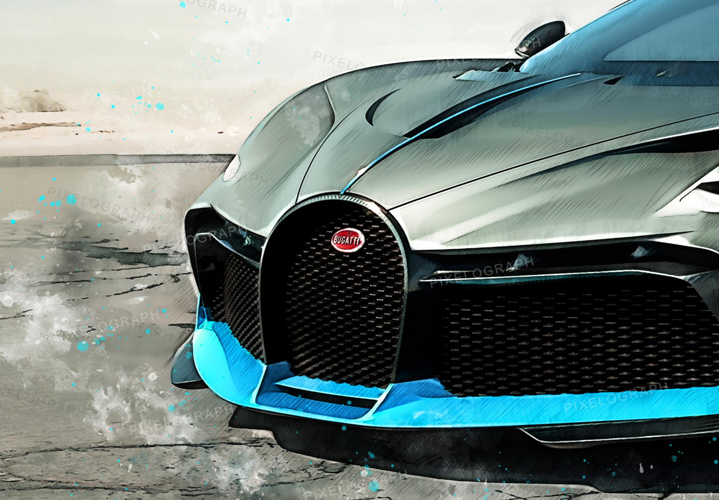 Bugatti Print, Divo - Bugatti Art, Bugatti Poster, Bugatti Sketch Art, Bugatti Print, Bugatti Watercolor, Divo, Bugatti Divo Print, Divo art, Goodies N Stuff