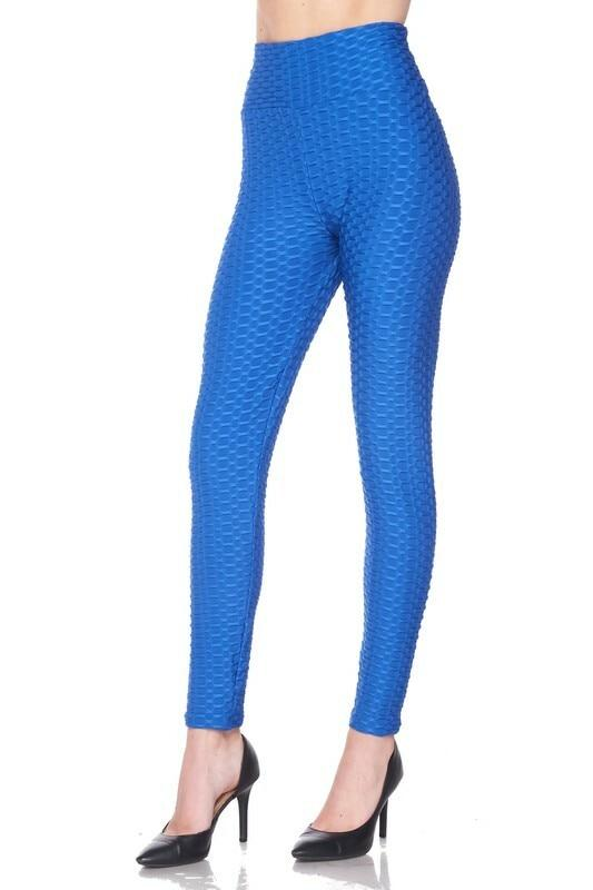 Kylie Scrunch Butt Anti Cellulite Honeycomb Texture Leggings Royal Blue, Goodies N Stuff