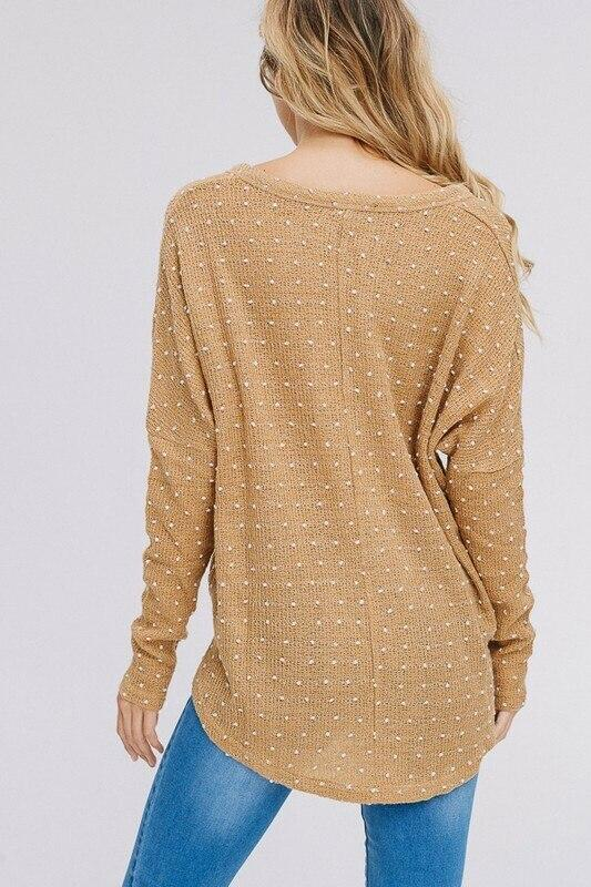 Dotted Button Up Front Tie Patterned Top - Trendy Women's Fashion, Goodies N Stuff