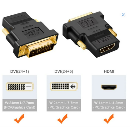 CableCreation DVI to HDMI Adapter; Bi-Directional DVI Male to HDMI Female Converter; Support 1080P; 3D for PS5; PS4; TV Box; Blu-ray; Projector; HDTV, Goodies N Stuff