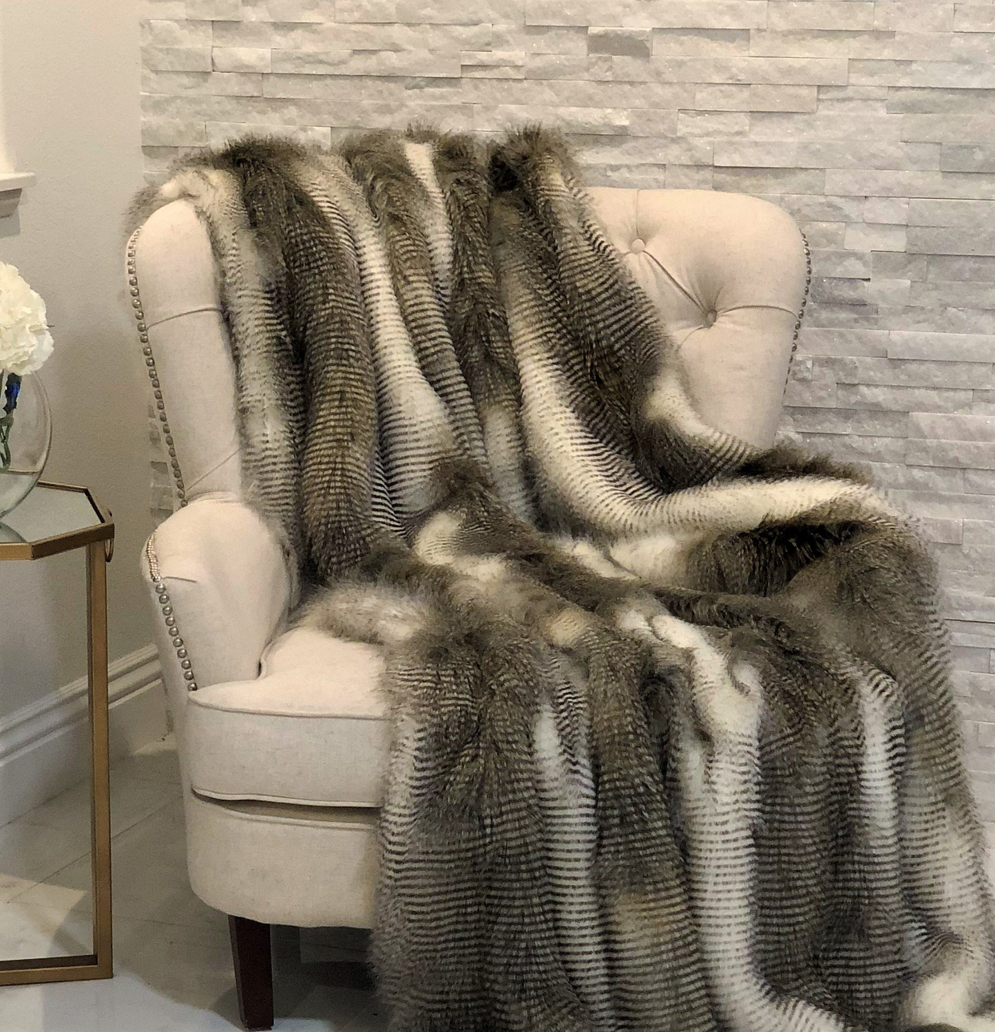 Alaskan Hawk Faux Fur Handmade Luxury Throw, Goodies N Stuff