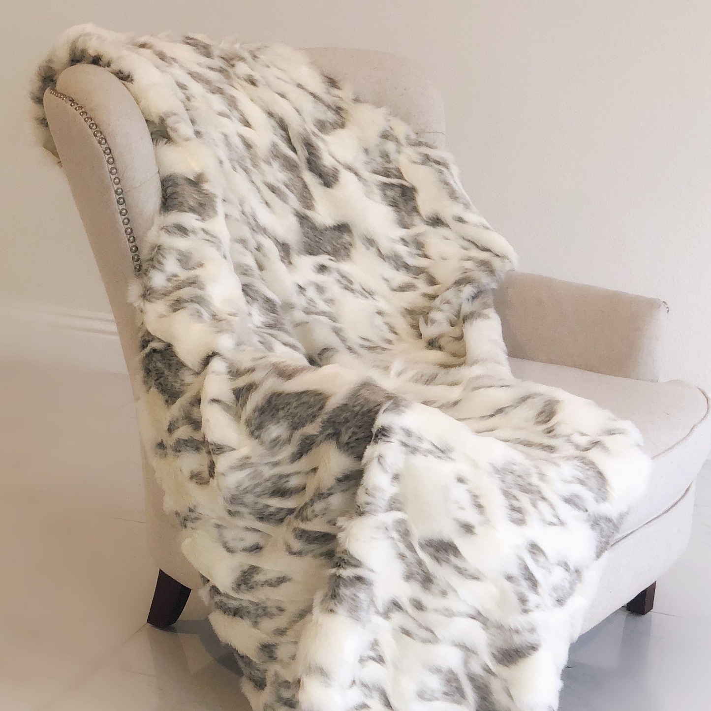 Ivory Rabbit Faux Fur Handmade Luxury Throw, Goodies N Stuff