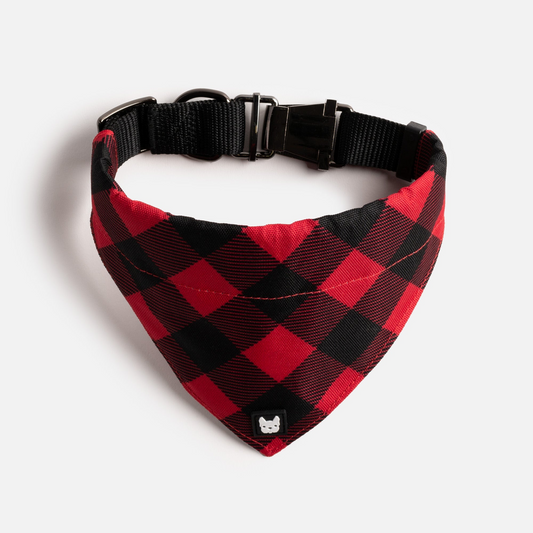 Poplin Bandana Dog Collar - Red Plaid, Goodies N Stuff