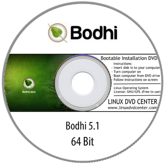 Bodhi Linux 5.1 (64Bit) - Bootable Linux Installation DVD, Goodies N Stuff
