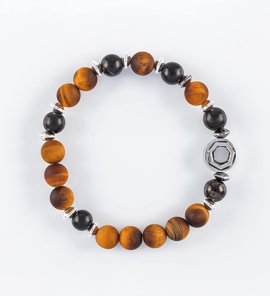 Shungite GOLDEN RATIO Tiger Eye Wrist Mala, Goodies N Stuff