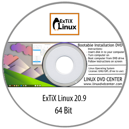 ExTiX Linux 20.9 KDE Plasma with Anbox (64Bit) - Bootable Linux Installation DVD, Goodies N Stuff