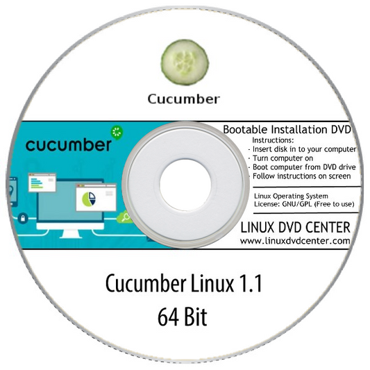 Cucumber Linux 1.1 (32/64Bit) - Bootable Linux Installation DVD, Goodies N Stuff