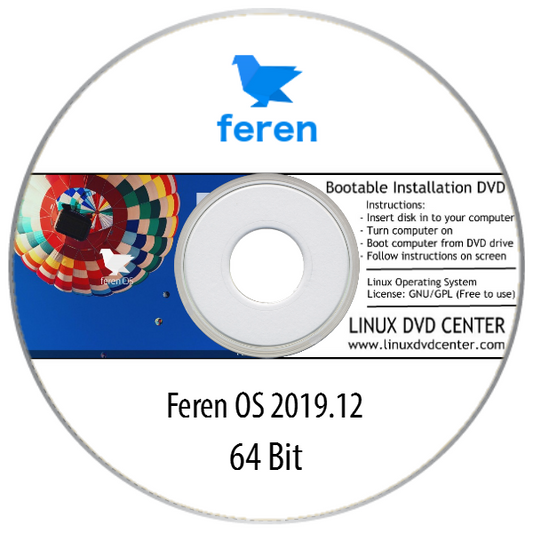 Feren OS 2019.12 (32/64Bit) - Bootable Linux Installation DVD, Goodies N Stuff