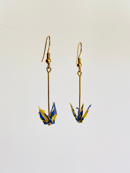 Yellow and Blue Crane Earrings, Goodies N Stuff