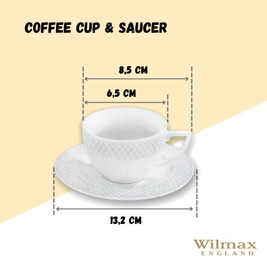 White 3 Oz | 90 Ml Coffee Cup & Saucer Set Of 6 In Gift Box, Goodies N Stuff