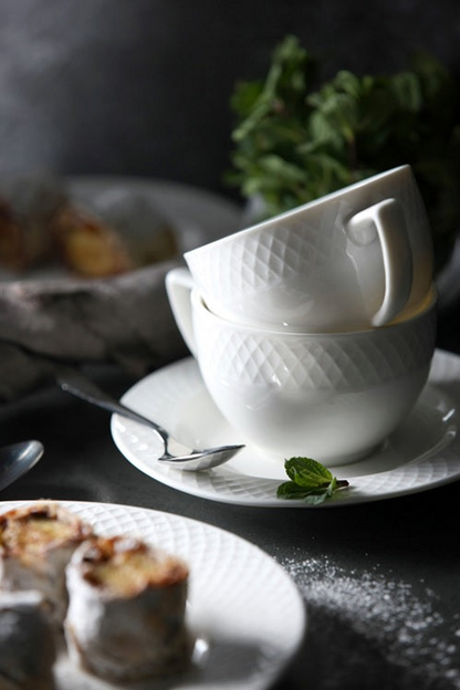 White 8 Oz Tea Cup & 6" inch Saucer Set Of 6 In Gift Box, Goodies N Stuff