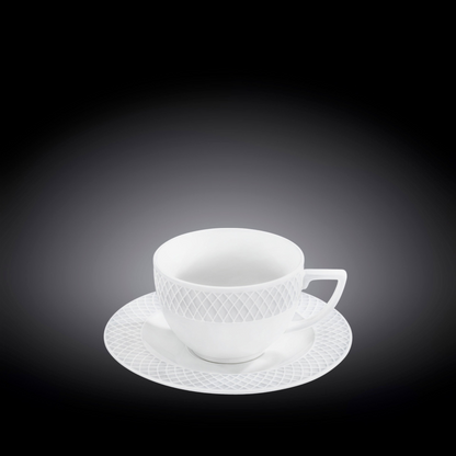 White 8 Oz Tea Cup & 6" inch Saucer Set Of 6 In Gift Box, Goodies N Stuff