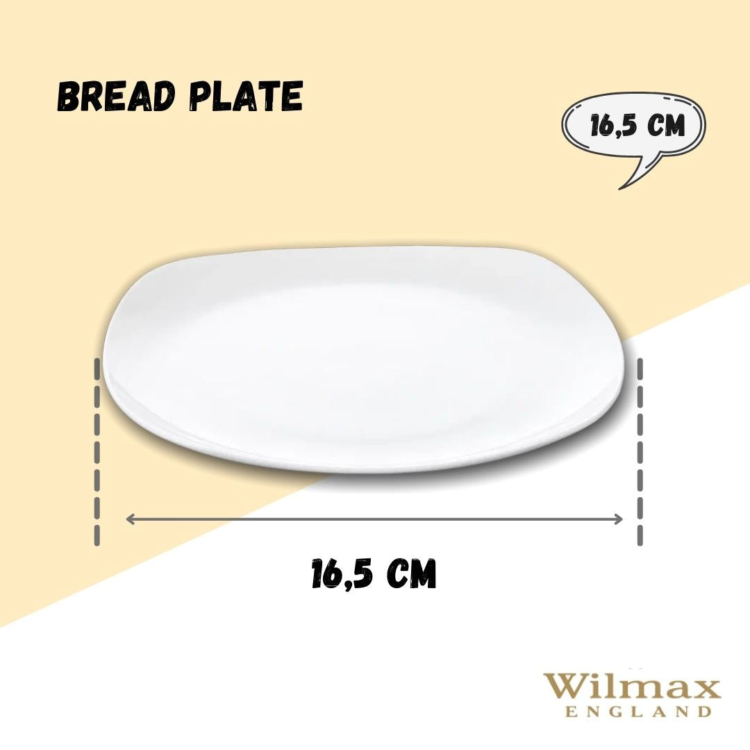 White Bread Plate 6.5" inch X 6.5" inch | 16.5 X 16.5 Cm - Durable, Microwave Safe, and Elegant | WILMAX, Goodies N Stuff
