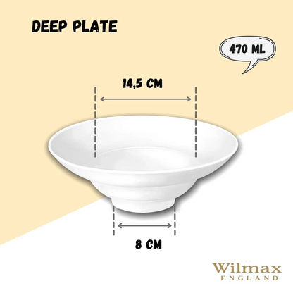 White Deep Salad or Soup Plate 9.75" inch | 16 Fl Oz | - Fine Porcelain, Dishwasher & Microwave Safe, Goodies N Stuff