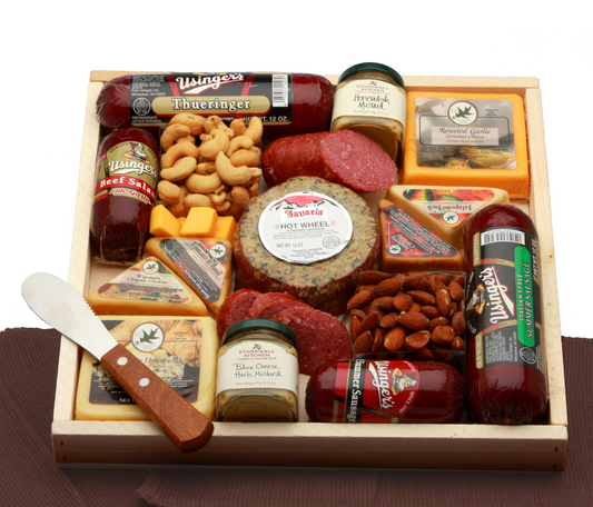 Deluxe Meat & Cheese Lovers Sampler Tray - meat and cheese gift baskets, Goodies N Stuff