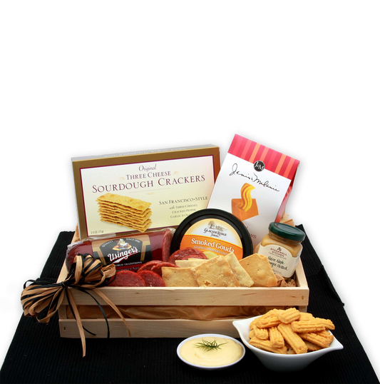 Snackers Delight Meat & Cheese Gift Crate - meat and cheese gift baskets, Goodies N Stuff