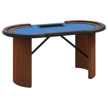 vidaXL 10-Player Poker Table with Chip Tray Blue 63"x31.5"x29.5", Goodies N Stuff