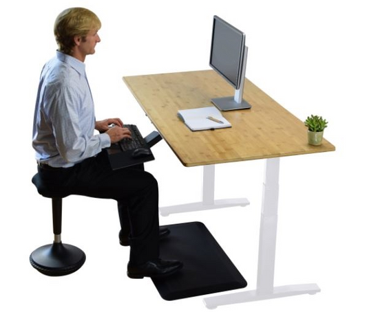 "White and Natural Bamboo 52"" Dual Motor Electric Office Adjustable Computer Desk", Goodies N Stuff