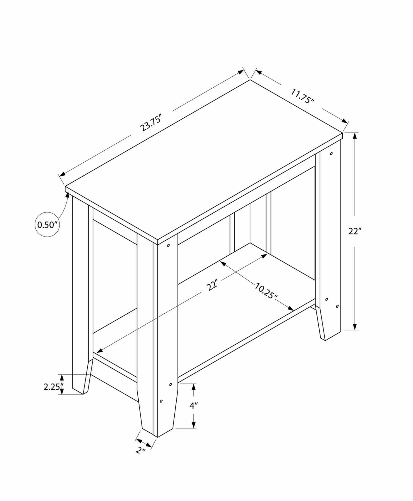 "22"" White End Table With Shelf"