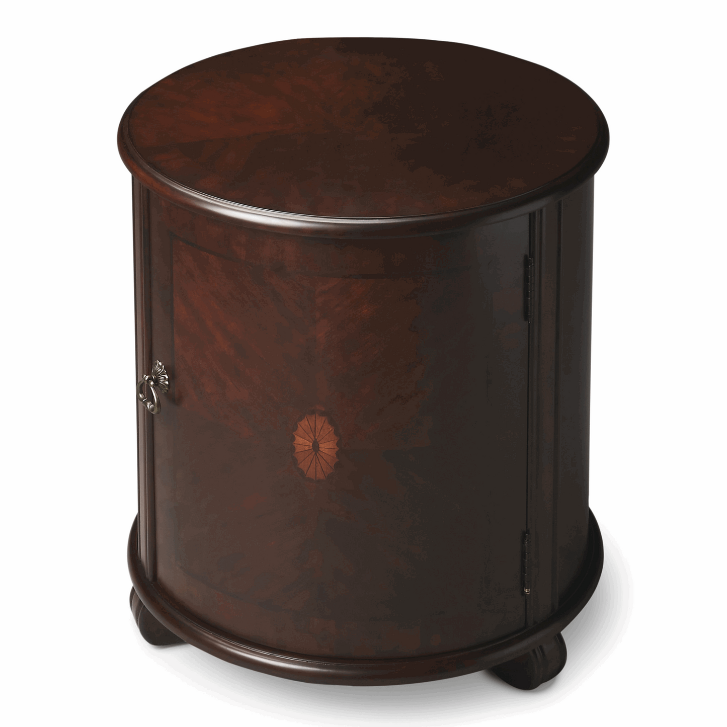 "24"" Dark Brown And Cherry Manufactured Wood Round End Table"