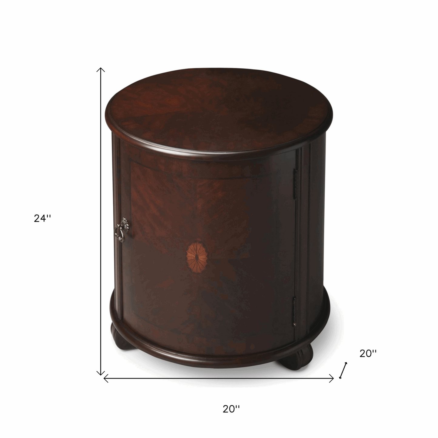 "24"" Dark Brown And Cherry Manufactured Wood Round End Table"