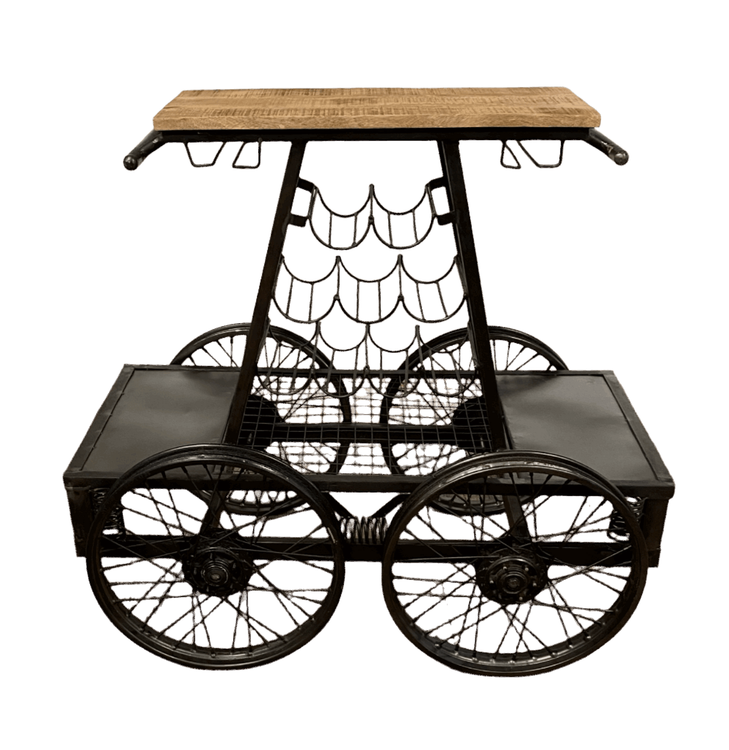"Rustic Black Rail Car Bar Cart"