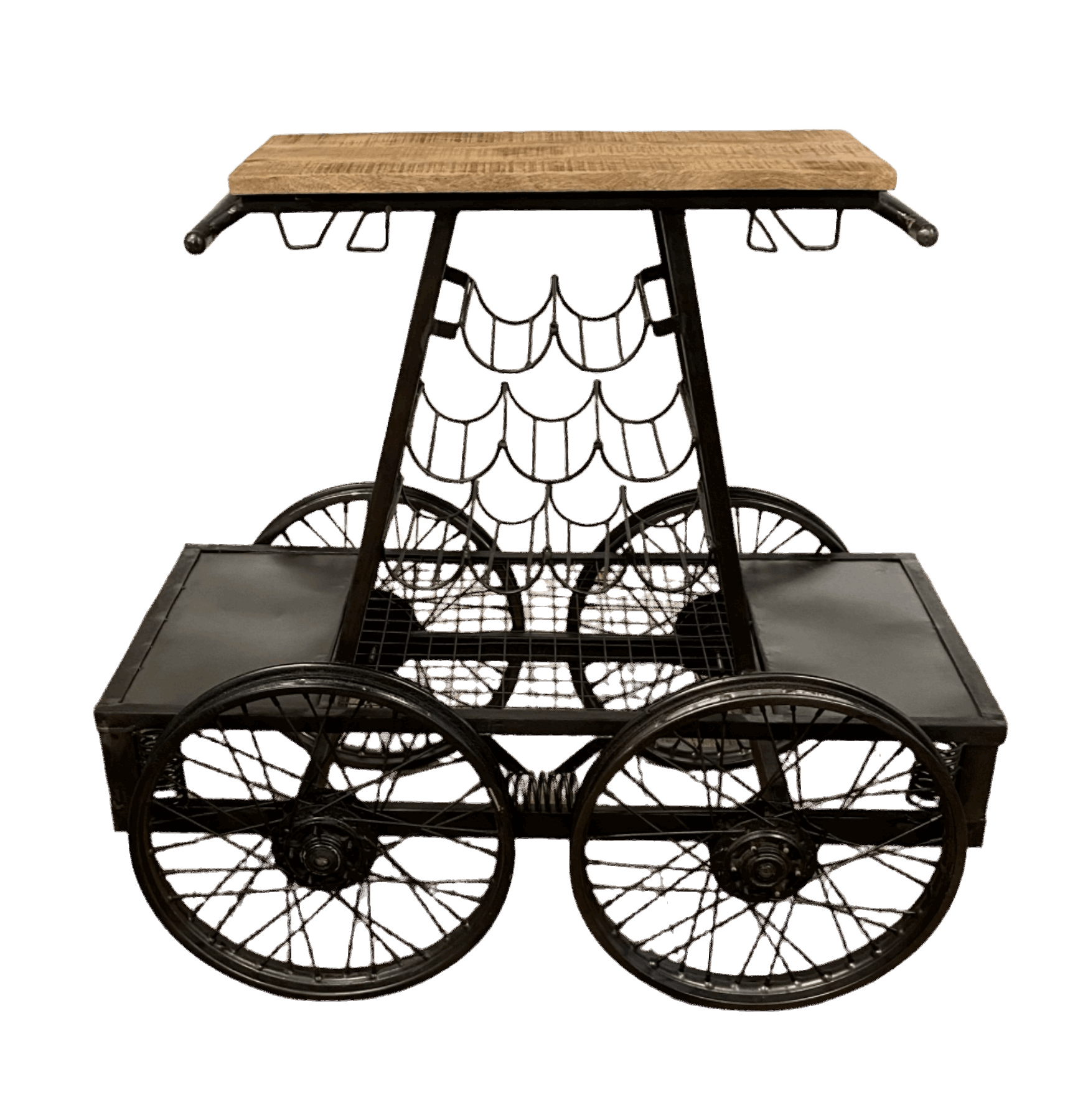 "Rustic Black Rail Car Bar Cart"