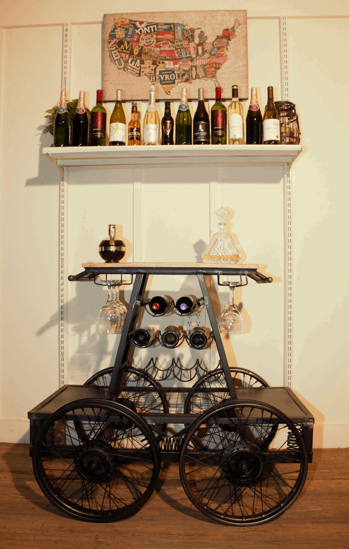 "Rustic Black Rail Car Bar Cart"