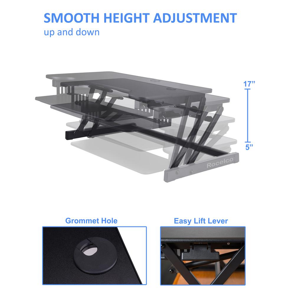 Rocelco 37.5" Deluxe Height Adjustable Standing Desk, Goodies N Stuff