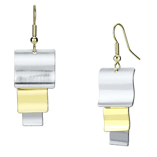 LO2654 - Gold+Rhodium Iron Earrings with No Stone, Goodies N Stuff